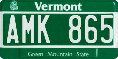 VT license plate AMK865