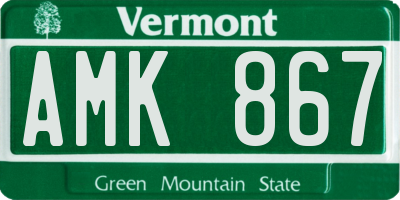 VT license plate AMK867