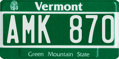 VT license plate AMK870