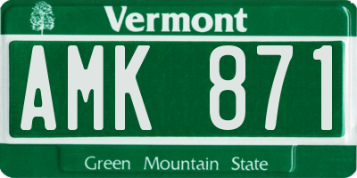 VT license plate AMK871