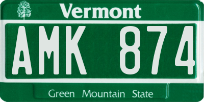 VT license plate AMK874