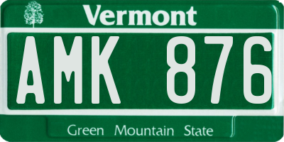 VT license plate AMK876
