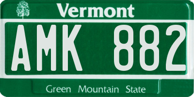 VT license plate AMK882