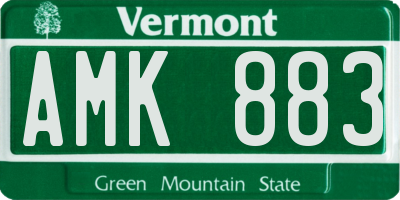 VT license plate AMK883