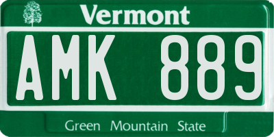 VT license plate AMK889
