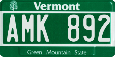 VT license plate AMK892