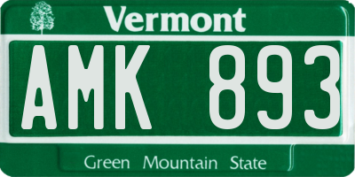 VT license plate AMK893