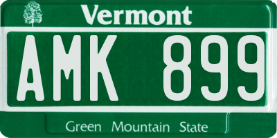 VT license plate AMK899