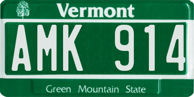 VT license plate AMK914