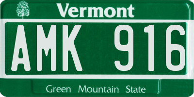 VT license plate AMK916