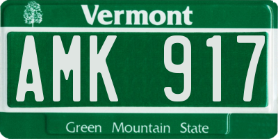 VT license plate AMK917