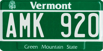 VT license plate AMK920