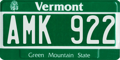 VT license plate AMK922