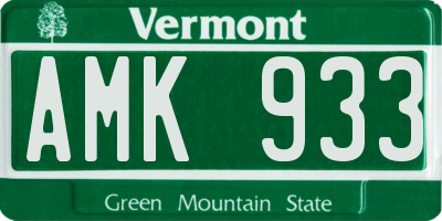 VT license plate AMK933