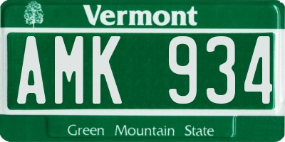 VT license plate AMK934