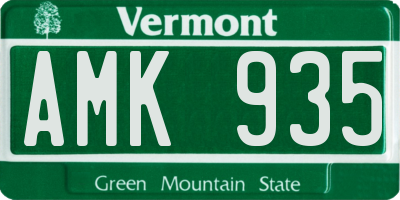VT license plate AMK935