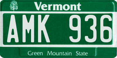 VT license plate AMK936