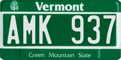 VT license plate AMK937