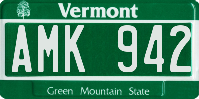 VT license plate AMK942