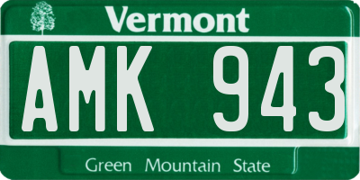 VT license plate AMK943