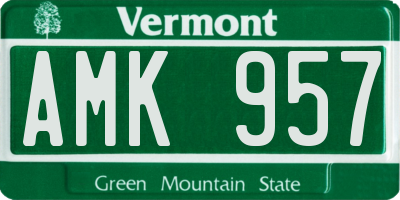 VT license plate AMK957