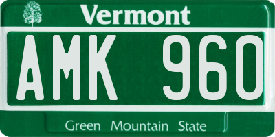VT license plate AMK960