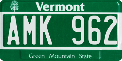 VT license plate AMK962