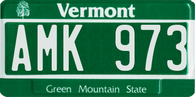 VT license plate AMK973