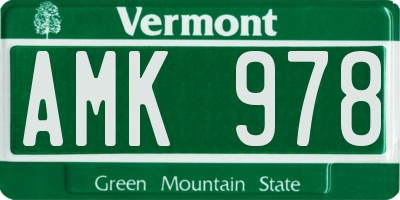VT license plate AMK978