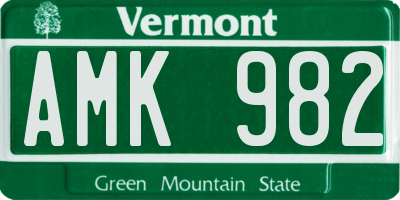 VT license plate AMK982