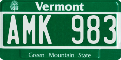 VT license plate AMK983