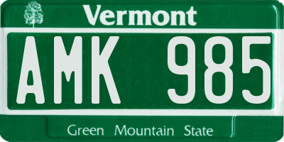 VT license plate AMK985