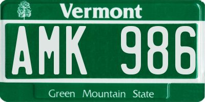 VT license plate AMK986