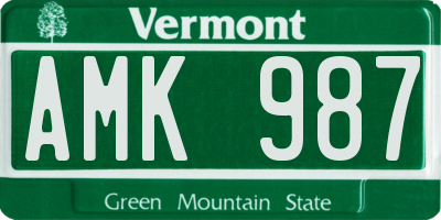 VT license plate AMK987