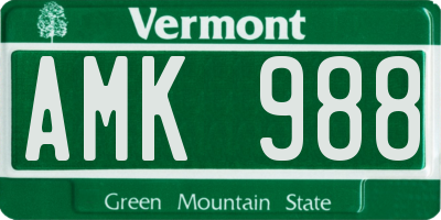 VT license plate AMK988