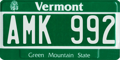 VT license plate AMK992