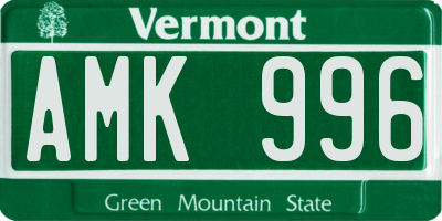 VT license plate AMK996