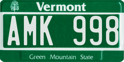 VT license plate AMK998