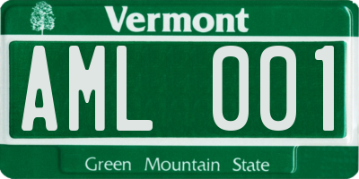 VT license plate AML001