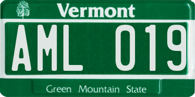 VT license plate AML019