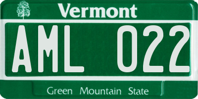 VT license plate AML022