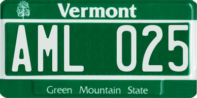 VT license plate AML025