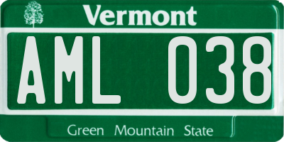 VT license plate AML038