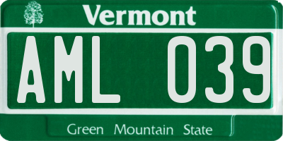 VT license plate AML039