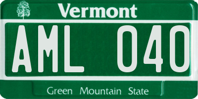 VT license plate AML040