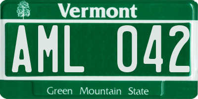 VT license plate AML042