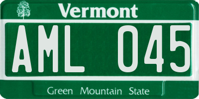 VT license plate AML045