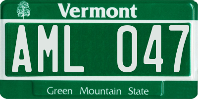 VT license plate AML047
