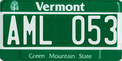 VT license plate AML053