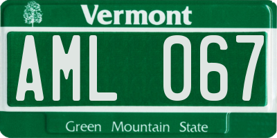 VT license plate AML067